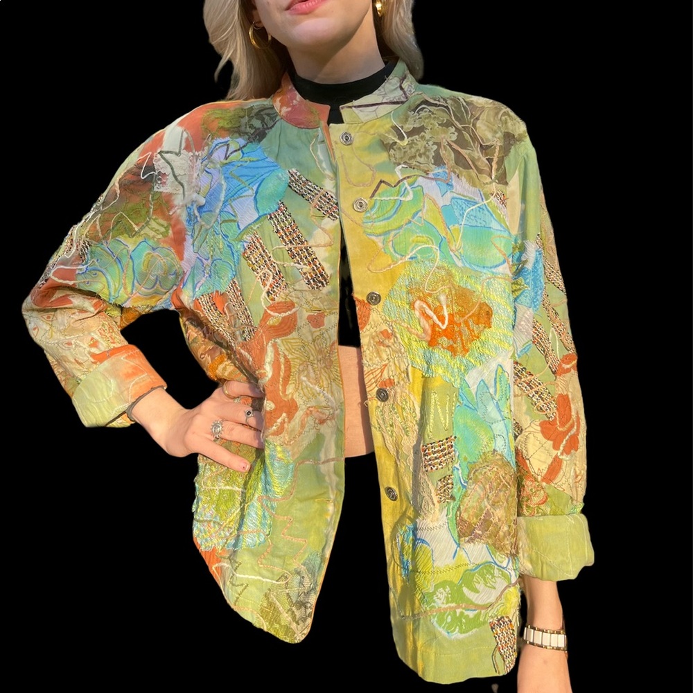 Abstract Vintage Pattern Jacket Coat - image 2
